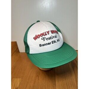 Woolly Worm Festival Hat Cap Snap Back One Size Green Trucker Mesh That Hat Mens